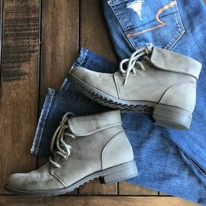 Faux leather ankle booties